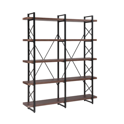 [VIDEO] Home Office 5 Tier Bookshelf, X Design Etageres Storage Shelf, Industrial Bookcase for Office with Metal Frame