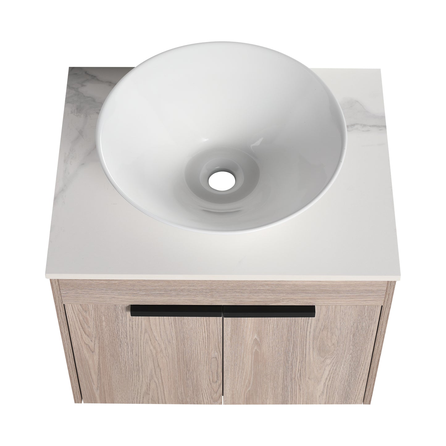 24 " Modern Design Float Bathroom Vanity With Ceramic Basin Set,  Wall Mounted White Oak Vanity  With Soft Close Door,KD-Packing，KD-Packing，2 Pieces Parcel（TOP-BAB217MOWH）