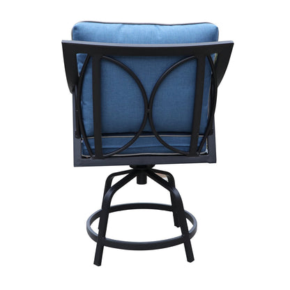 Swivel Bar Stool, Blue, Set of 2