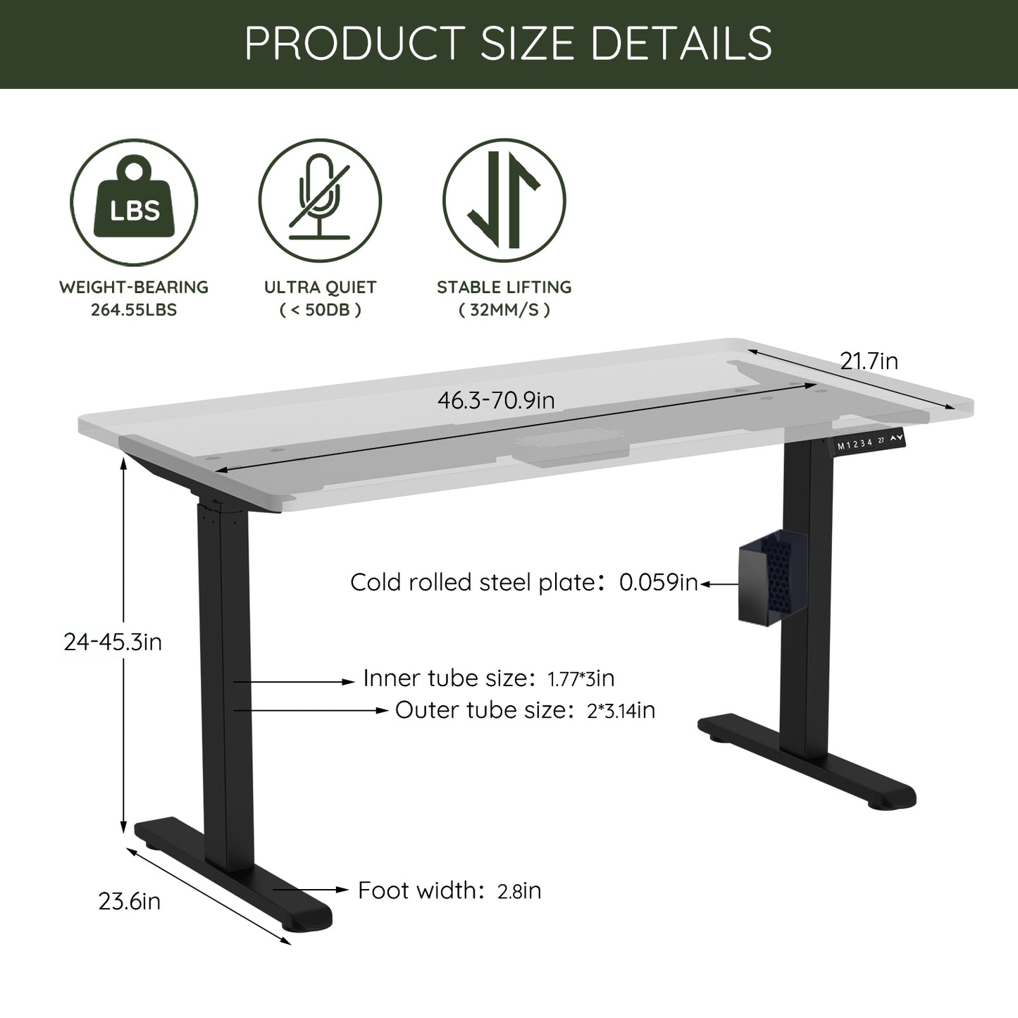 Electric Stand up Desk Frame - ErGear Height Adjustable Table Legs Sit Stand Desk Frame Up to  Ergonomic Standing Desk Base Workstation Frame Only