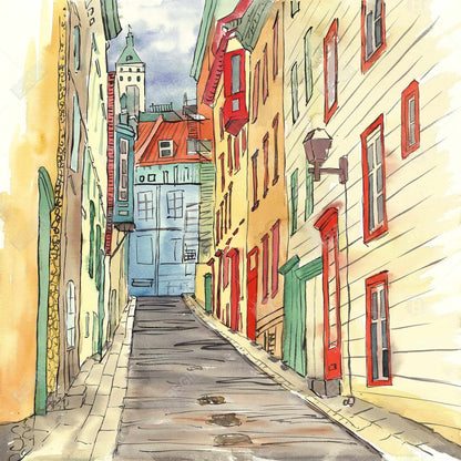 Lane in le petit champlain - 32x32 Print on canvas