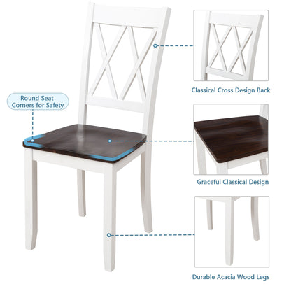 TOPMAX 5-Piece Dining Table Set Home Kitchen Table and Chairs Wood Dining Set (White+Cherry)