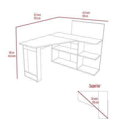 Fairfield 4-Shelf L-Shaped Computer Desk Black Wengue