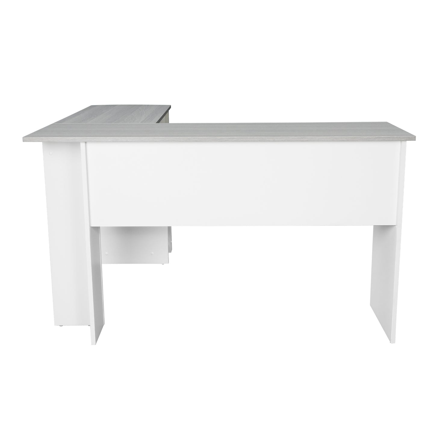 Techni Mobili Modern L-Shaped Desk with Side Shelves, Grey