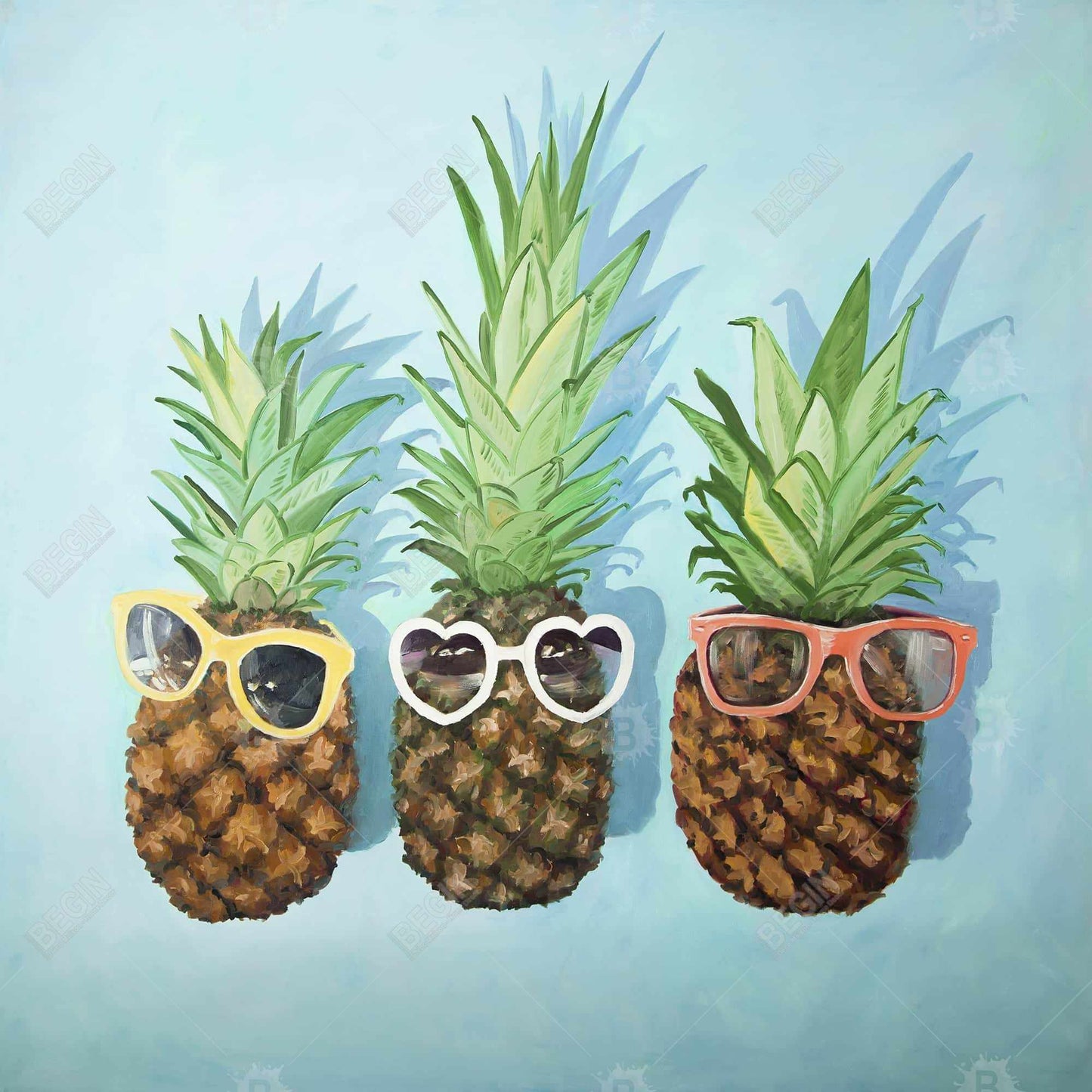 Summer pineapples - 32x32 Print on canvas