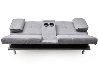 Gray Fabric Leather Multifunctional Double Folding Sofa Bed for Office with Coffee Table