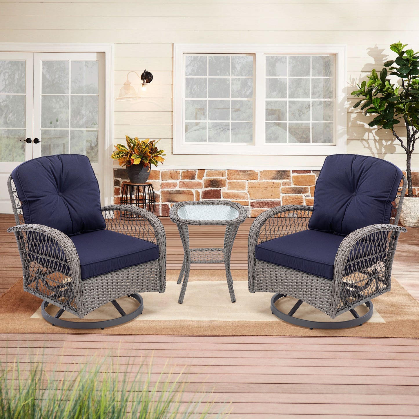 3pcs Outdoor Furniture Modern Wicker set