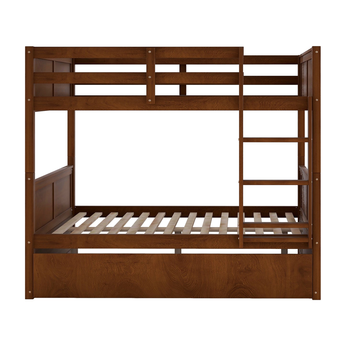 Full Over Full Bunk Bed with Twin Size Trundle, Walnut （ old sku: LP000250AAL)