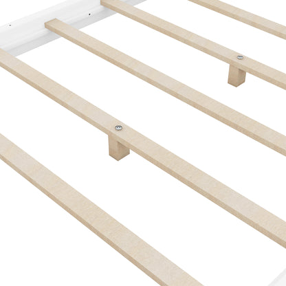 Full Size Canopy Platform Bed with Support Legs,White