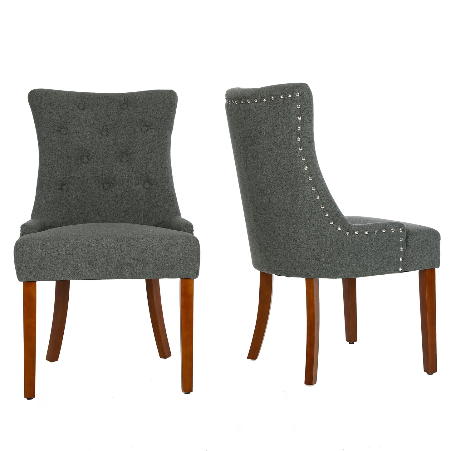 LYHome Mordern Fabric Dining Chairs, 2-Pcs Set, Light Grey