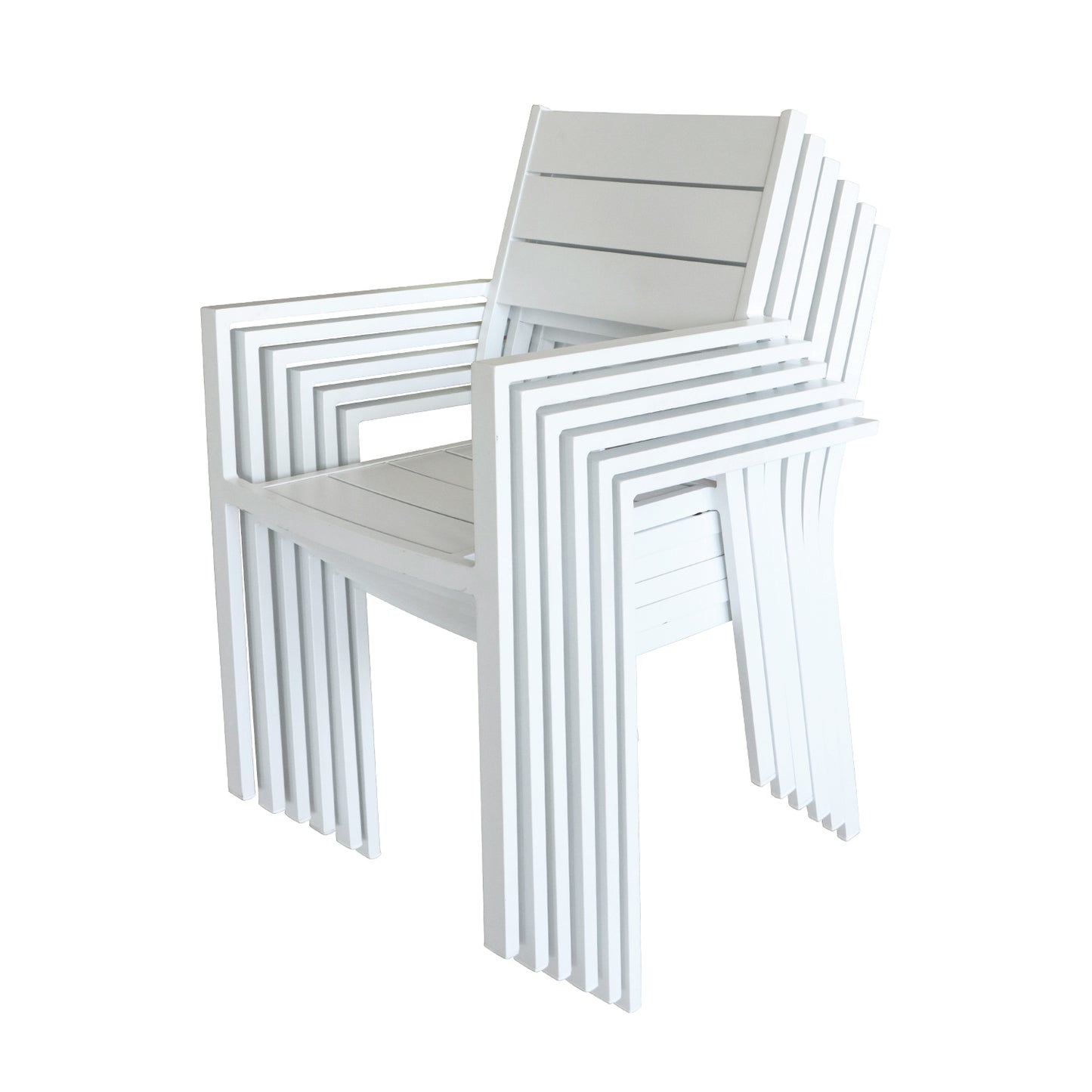 6 Pieces Outdoor Dining Chairs Aluminum Patio Stackable Dining Chairs for Deck or Indoor, Weather-Resistant No Assembly, White