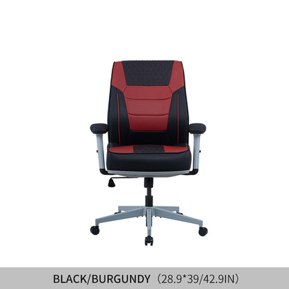 Office Desk Chair, Air Cushion Mid Back Ergonomic Managerial Executive Chairs, Headrest and Lumbar Support Desk Chairs with Wheels and Armrest, Black/Burgundy