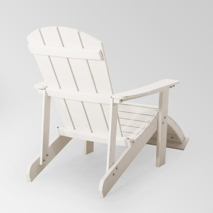Outdoor Classic White Solid Wood Adirondack Chair Retractable Foldable （Set of 1）