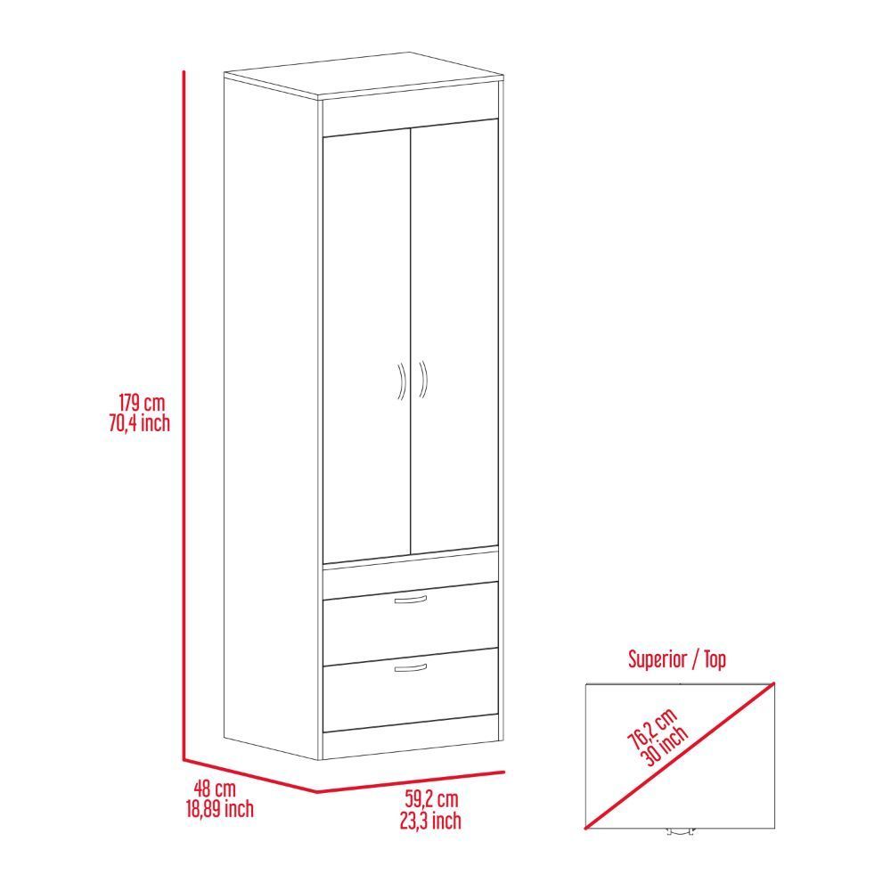 Willow Grove 2-Drawer Armoire Smokey Oak and White