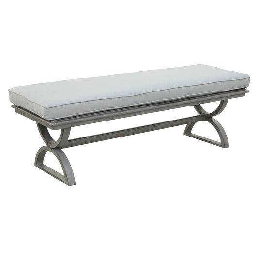 Outdoor Aluminum Bench with Cushion, Cast Silver