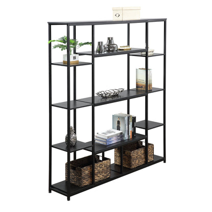 [VIDEO] Bookcase and Bookshelf, Home Office 5 Tier Bookshelf, Open Freestanding Storage Shelf with Metal Frame, Black