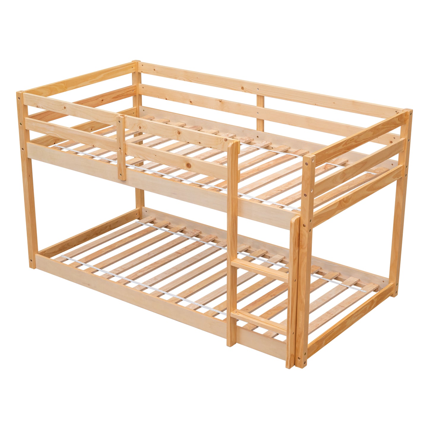 Twin over Twin Floor Bunk Bed,Natural