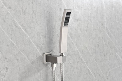 Shower System with Shower Head, Hand Shower, Hose, Valve Trim, Lever Handles and Niche