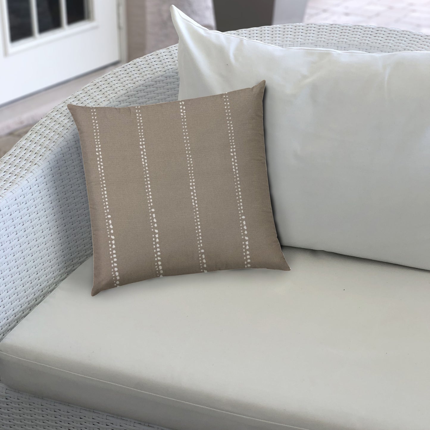 DRIZZLE Taupe Indoor/Outdoor Pillow - Sewn Closure
