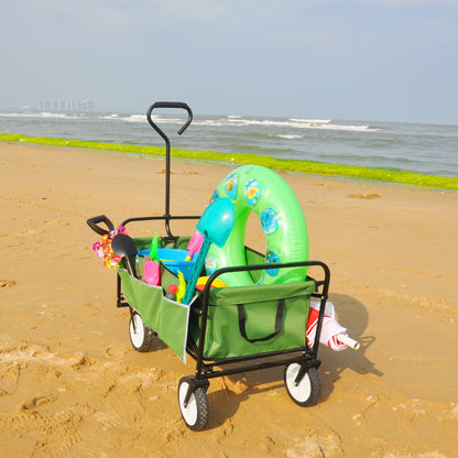 Folding Wagon Garden Shopping Beach Cart (Green)