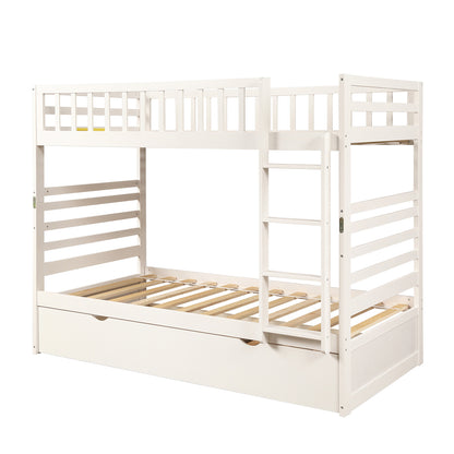 Orisfur. Twin Bunk Beds for Kids with Safety Rail and Movable Trundle bed