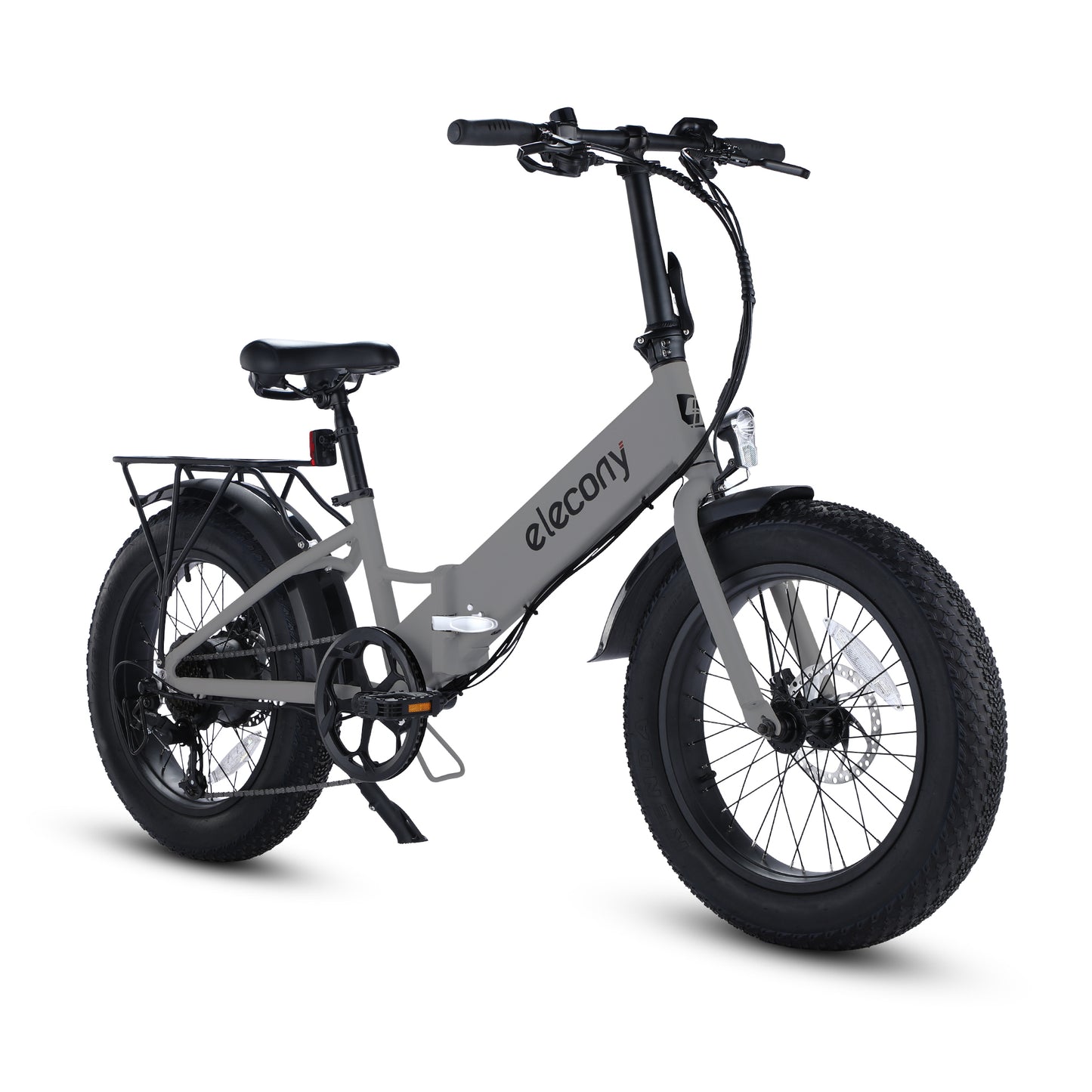 E20178 ELECONY Folding Electric Bicycle for Adult 20\'\' Fat Tire with 350W 36V/12.5AH Battery 7 speeds ebike Urban Commute Moped Ebike for Snow, Beach, Mountain, Grey/White