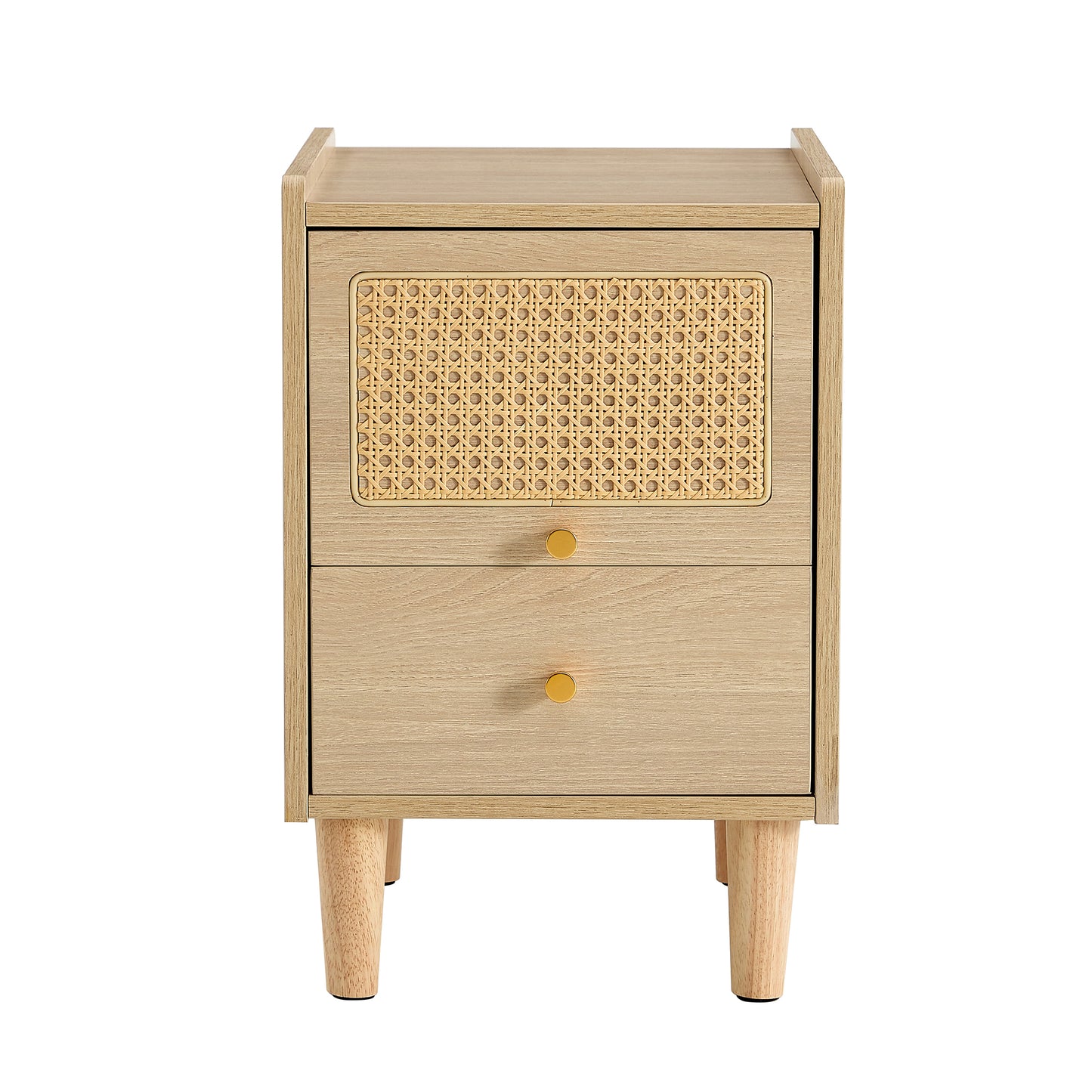 Modern simple storage cabinet MDF Board bedside cabinet Japanese rattan bedside cabinet Small household furniture bedside table.Applicable to dressing table in bedroom, porch, living room.2 Drawers