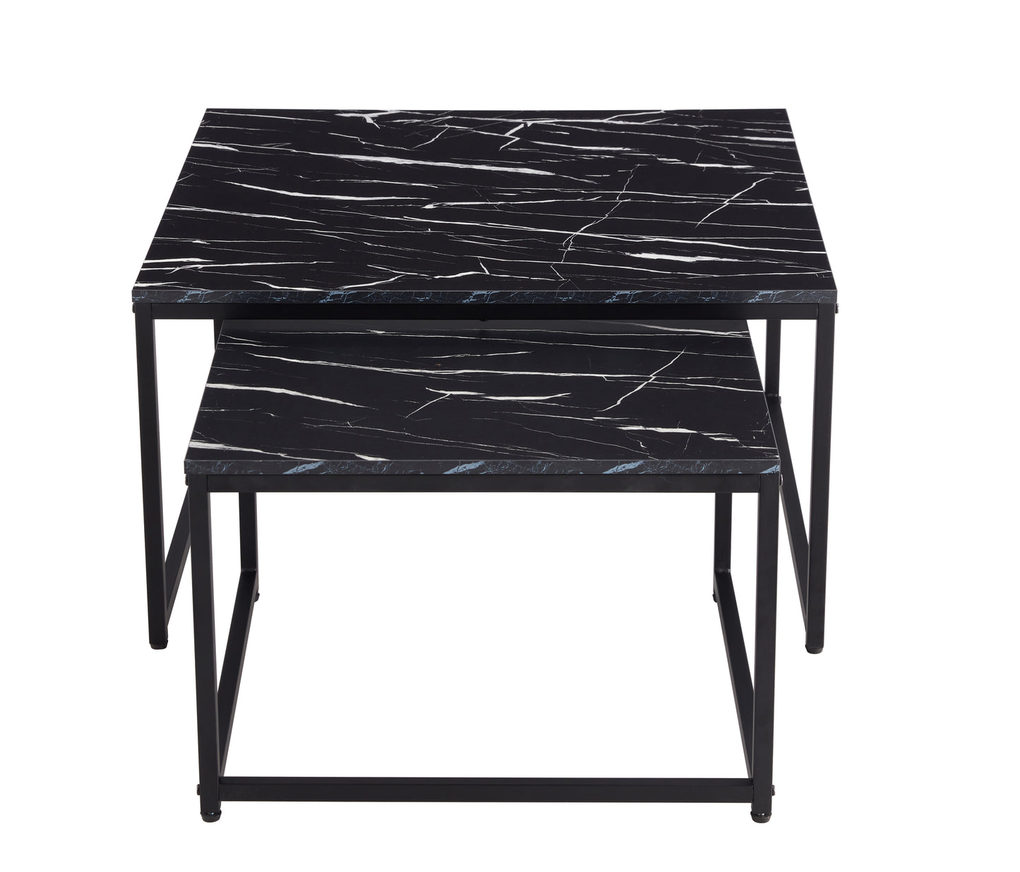 Modern Nesting Coffee  Tables Set, Marble Black, 2pc, 31.5''L 31.5''W 17.72''H