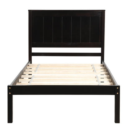 Platform Bed Frame with Headboard , Wood Slat Support , No Box Spring Needed ,Twin,Espresso(OLD SKU:WF191418AAP)