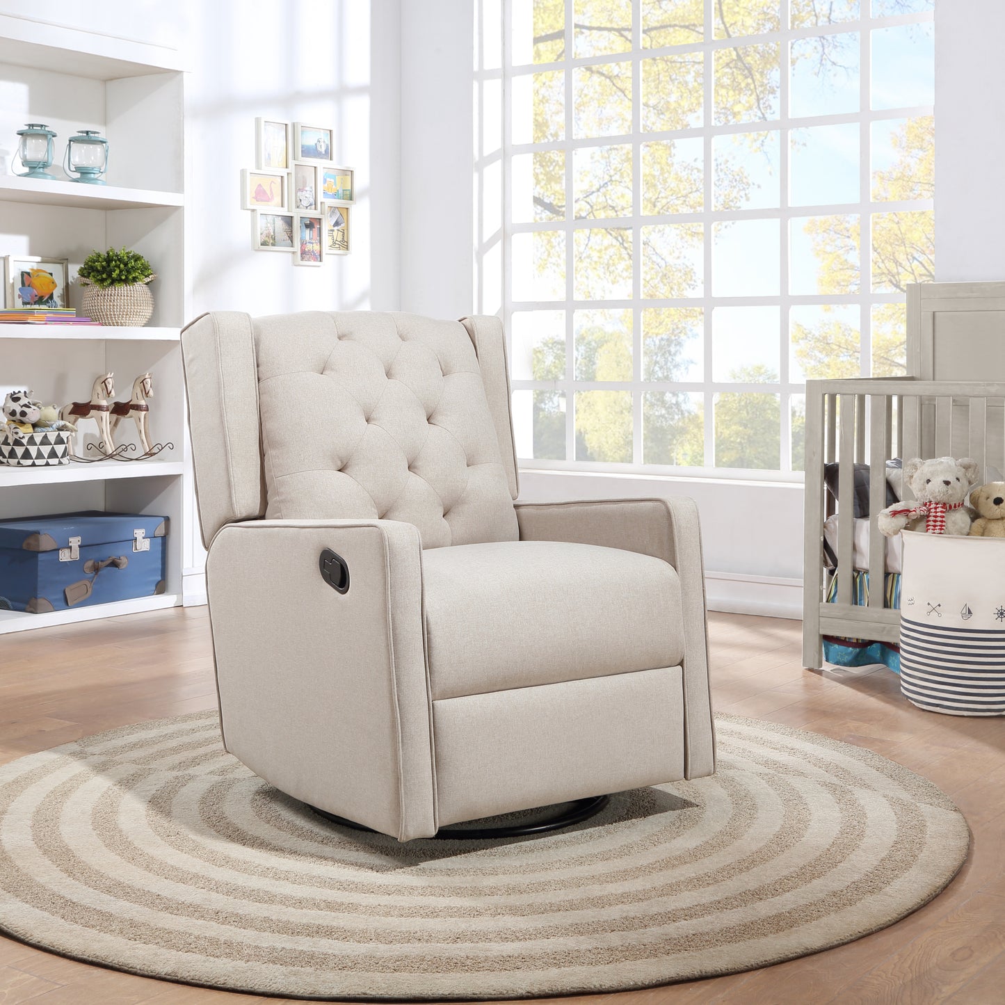 Milah Gliding Swivel Recliner Tufted Latte Fabric