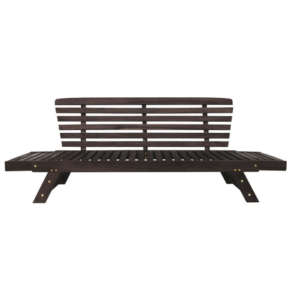 TOPMAX Outdoor Adjustable Patio Wooden Daybed Sofa Chaise Lounge with Cushions for Small Places, Brown Finish+Gray Cushion