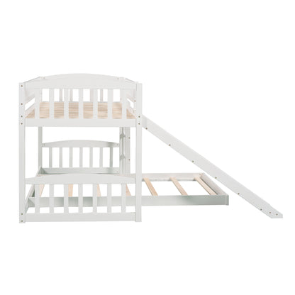 Twin Over Twin Bunk Bed with Slide and Ladder, White(OLD SKU :LP000514AAK)