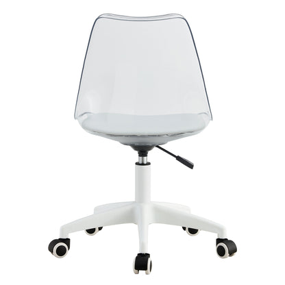 Modern Home Office Desk Chairs, Adjustable 360 °Swivel  Chair Engineering  Plastic Armless Swivel Computer  Chair With Wheels for Living Room, Bed Room Office Hotel Dining Room and Transparent Color