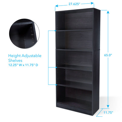 Oskar 5 Shelf Bookcase Espresso