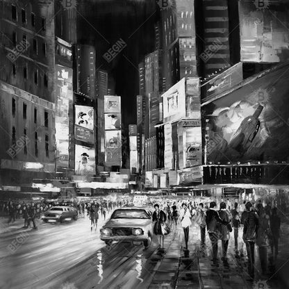 Times square monochrome - 08x08 Print on canvas