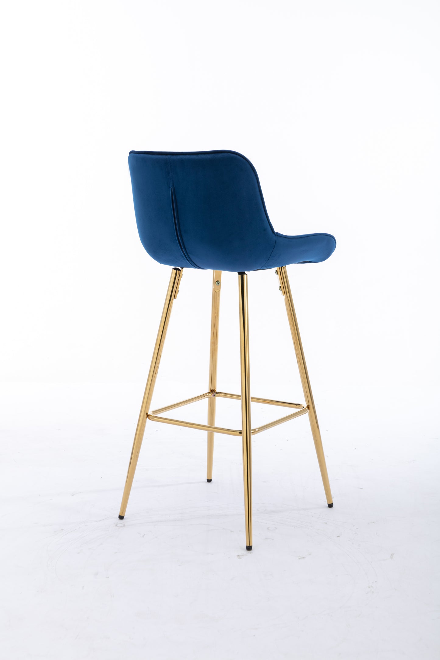 30 inch Set of 2 Bar Stools,with Chrome Footrest Velvet Fabric Counter Stool Golden Leg Simple High Bar Stool,BLUE