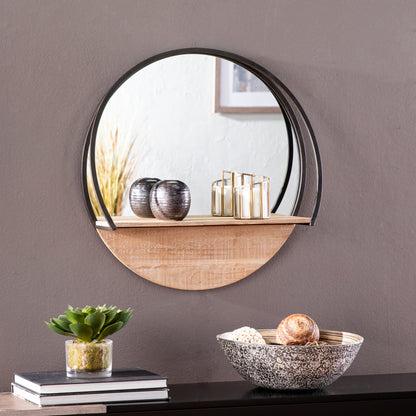Drelling Round Wall Mirror w/ Shelf