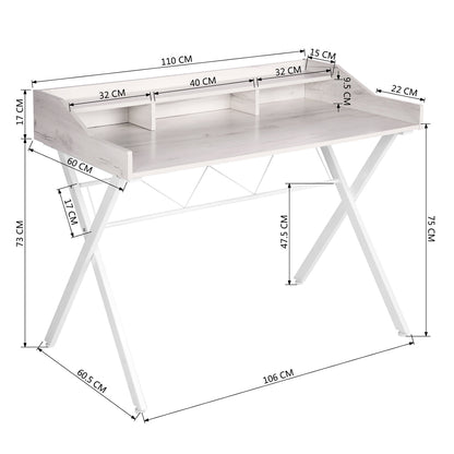 43.3" Computer Desk With 3 Open Cubbies - Beige & WHITE