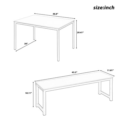 U_STYLE 3 Piece Dining set with Two benches, Modern Dining Room Furniture