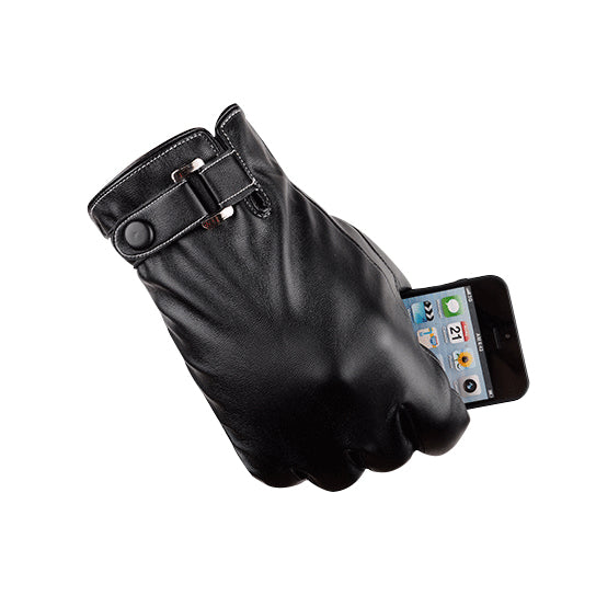 Autumn Warmth Stylish Vegan Leather Touch Smart Gloves by VistaShops