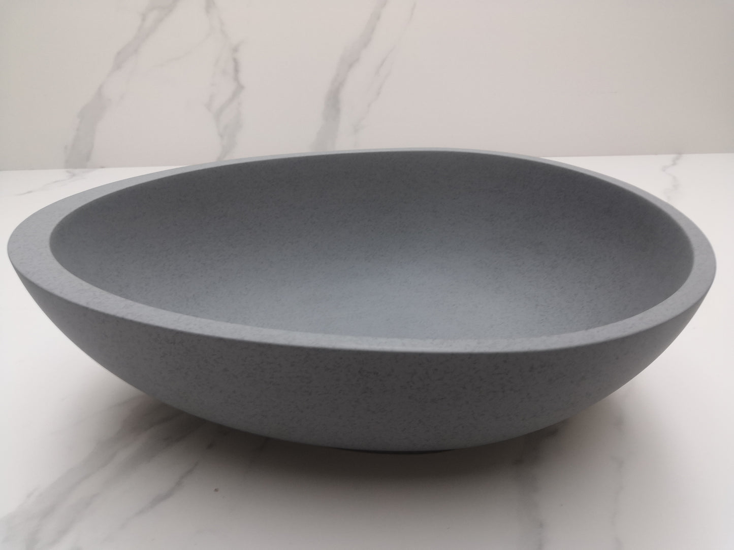 Egg shape Concrete Vessel Bathroom Sink in Grey without Faucet and Drain