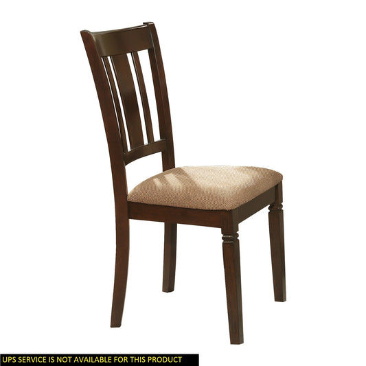 Transitional Style Dining Chair 2pc Set Wooden Frame Espresso Finish Fabric Upholstered Seat Kitchen Dining Furniture