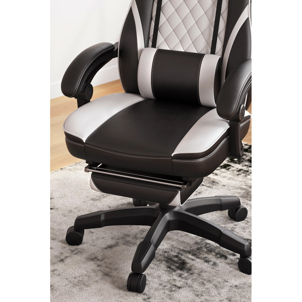 Ashley Lynxtyn White Black Contemporary Home Office Swivel Desk Chair H400-07A