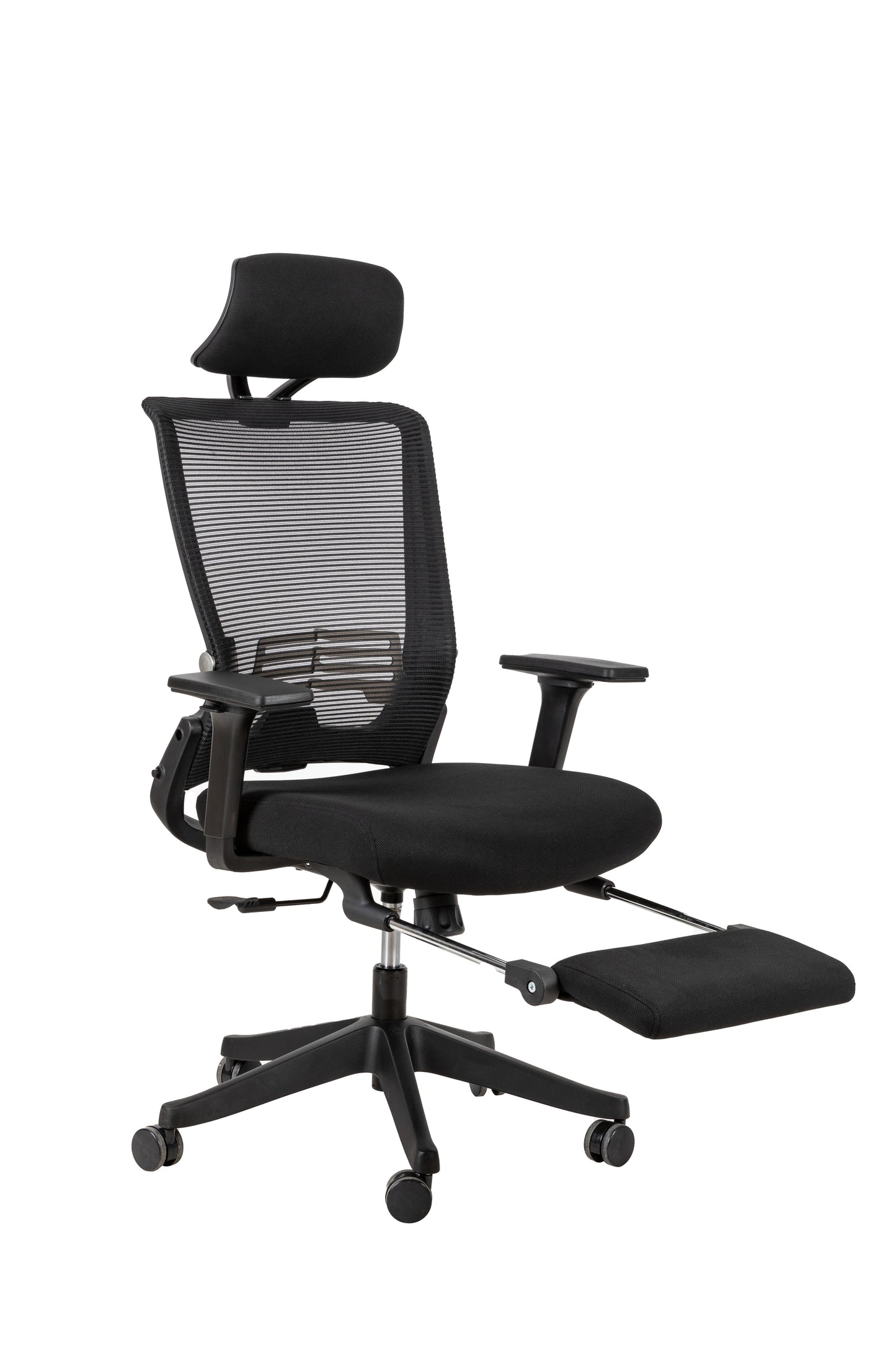 High Back Office Chair with 2d armrest and foot rest, tilt function max 128°,Black