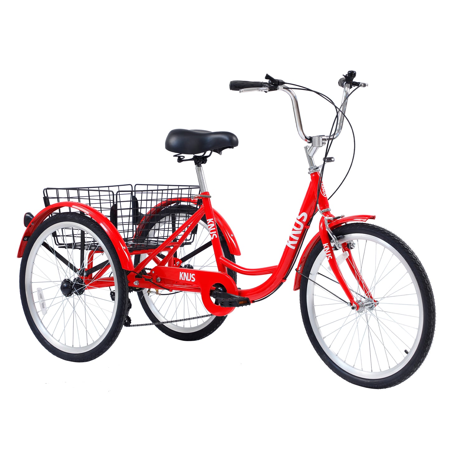 Adult Tricycle Trikes,3-Wheel Bikes,24 Inch Wheels 7 Speed Cruiser Bicycles with Large Shopping Basket for Women and Men