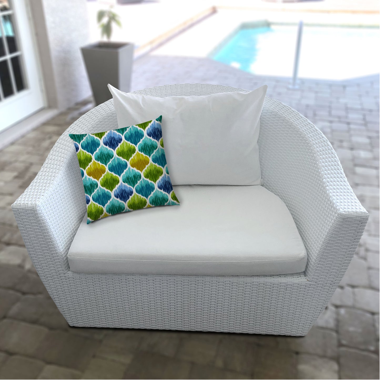 DENALINE Blue Indoor/Outdoor Pillow - Sewn Closure