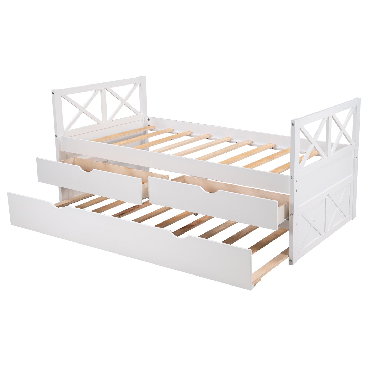 Multi-Functional Daybed with Drawers and Trundle, White