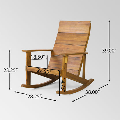 Wooden Outdoor Rocking Chair Adirondack Teak finish  （Set of 2）