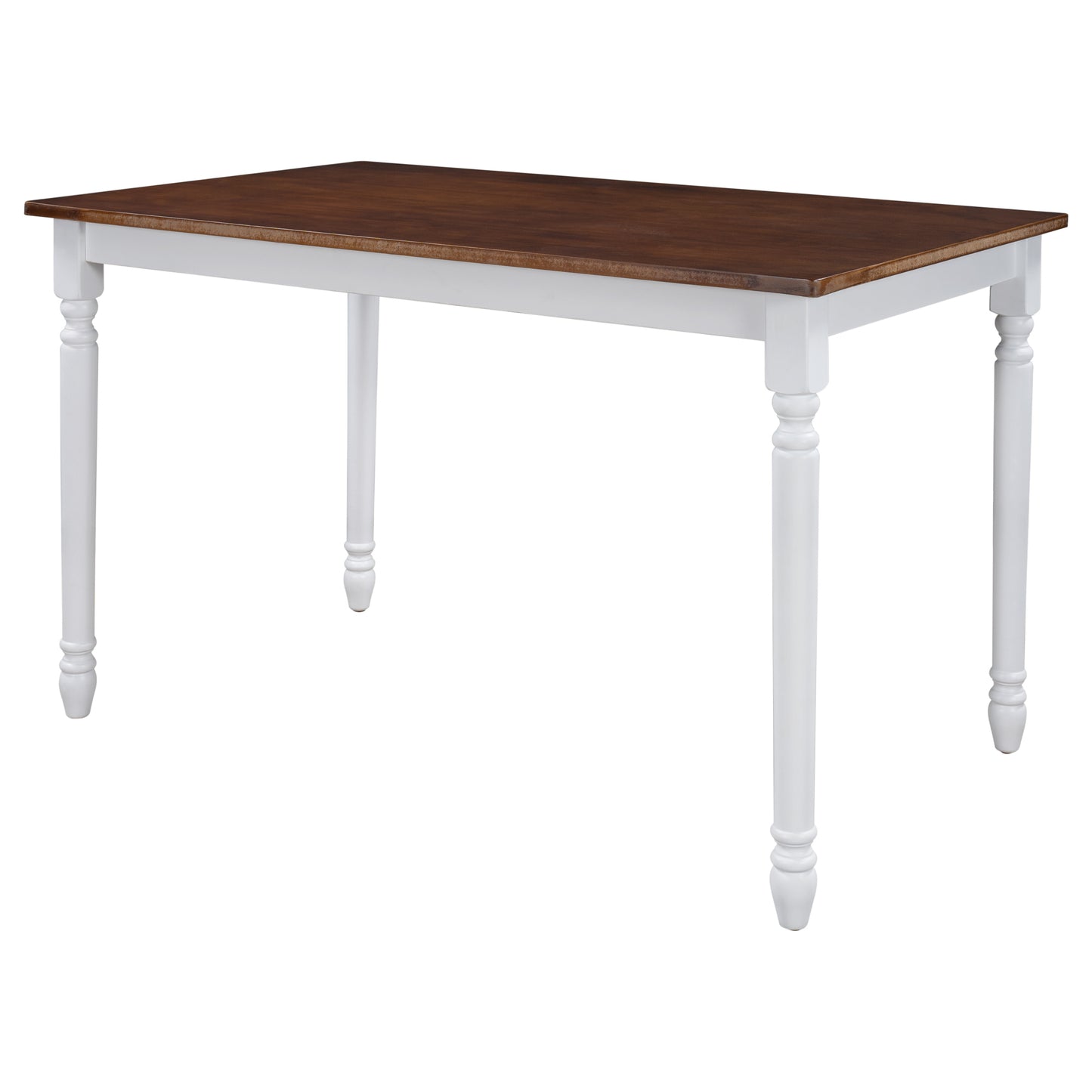 TOPMAX Retro Farmhouse Solid Wood Kitchen Dining Table Breakfast Nook, Cherry+White