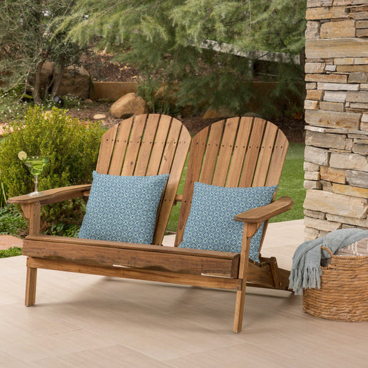 Outdoor Solid Wood Adirondack Loveseat Sofa Natural